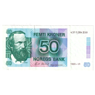 Norway 1990 50 Kroner Note, Pick #42e, VF-EF 