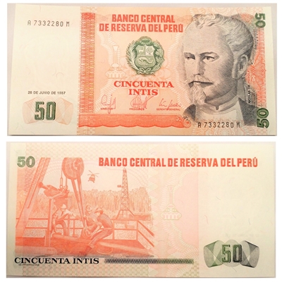 Peru Note 1987 50 Intis, UNC