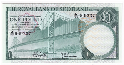 Scotland 1969 1 Pound Note, UNC