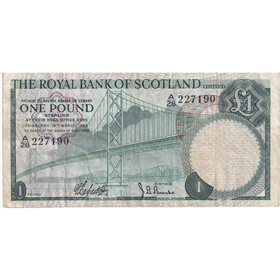 Scotland 1969 1 Pound Note, VF