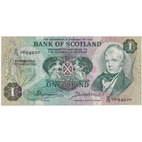 Scotland 1973 1 Pound Note, SC109b, VF