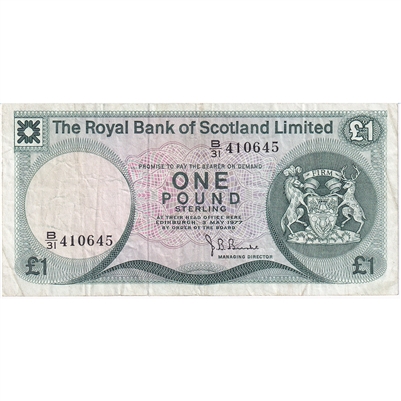 Scotland 1977 1 Pound Note, VF