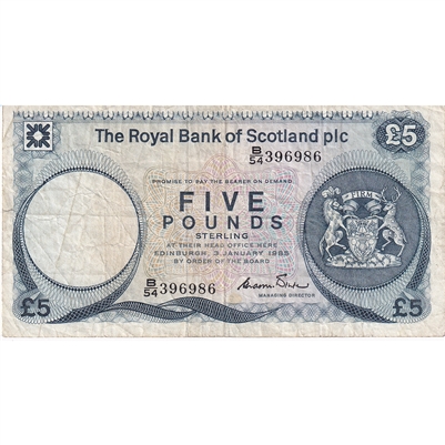 Scotland 1985 5 Pound Note, VF