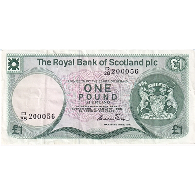 Scotland 1985 1 Pound Note, SC328c, VF-EF 