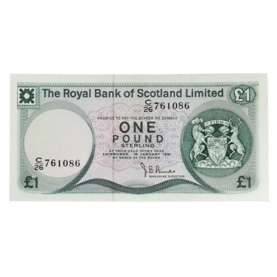 Scotland 1981 1 Pound Note, SC815, AU