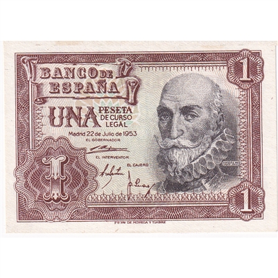 Spain 1953 1 Peseta Note, UNC