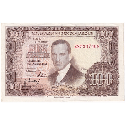 Spain Note 1953 100 Pesetas, EF