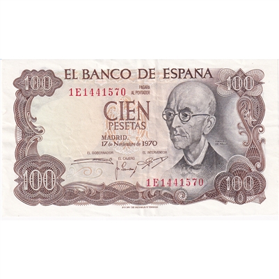Spain 1970 100 Pesetas Note, EF