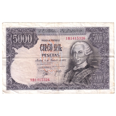 Spain Note 1976 5000 Pesetas, EF