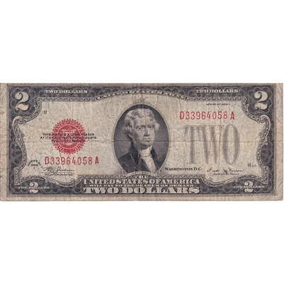 USA 1928F $2 Note, FR #1507, Julian-Snyder, F