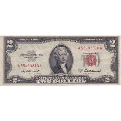 USA 1953A $2 Note, FR #1510, Priest-Anderson, EF
