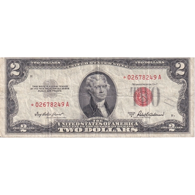 USA 1953A $2 Note, FR #1510, Star Note, Priest-Anderson, VF