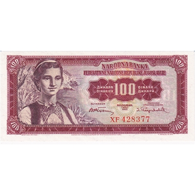 Yugoslavia Note 1955 100 Dinara, UNC