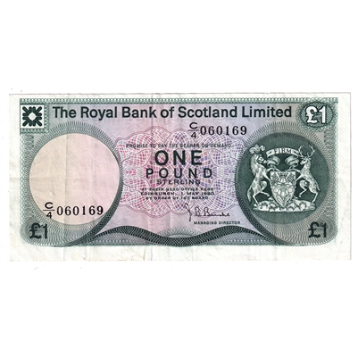 Scotland 1980 1 Pound Note, VF-EF