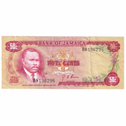 Jamaica Note 1970 50 Cents, EF