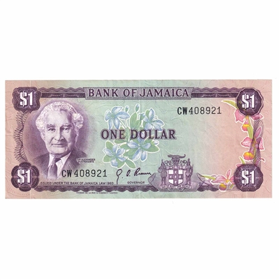 Jamaica Note 1976 1 Dollar, Signature 4, EF