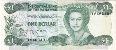 Bahamas 1984 (L.1974)  1 Dollar Note, Pick #43b Smith, VF-EF