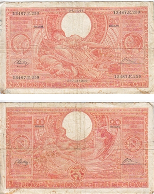 Belgium Note 1944 100 Francs, VF