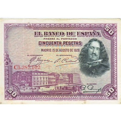 Spain Note 1928 50 Pesetas, VF
