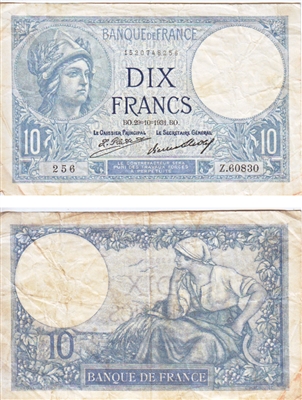 France Note 1931 10 Francs, VF