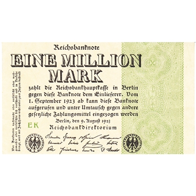 Germany 1923 1 Million Mark Note, AU 