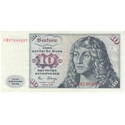 Germany 1980 10 Deutsche Mark Note, Pick #31d, VF 