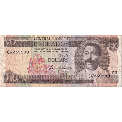 Barbados Note 1973 10 Dollars, VF