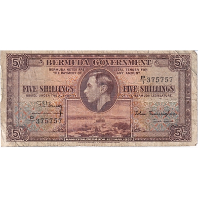 Bermuda Note 1937 5 Shillings, Fraction F