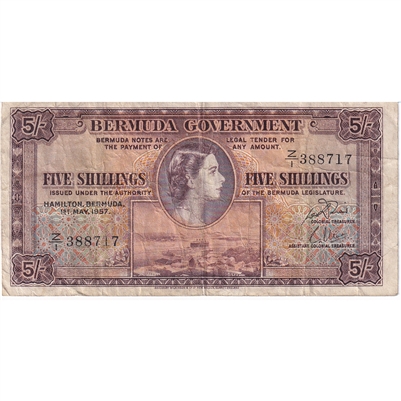 Bermuda Note 1957 5 Shillings, F