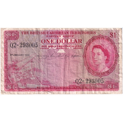 British Carribean Territories Note 1956 1 Dollar, VF
