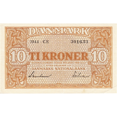 Denmark Note 1944 10 Kroner, EF