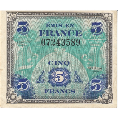 France Note 1944 5 Francs, AU