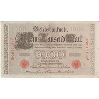 Germany 1910 1,000 Mark Note, Red EF 
