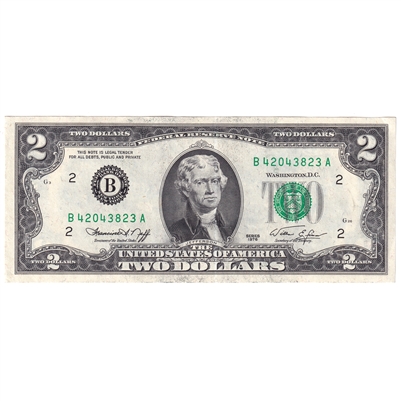 USA 1976 $2 Note, FR #1935B, Neff-Simon, New York, AU-UNC