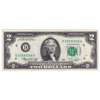 USA 1976 $2 Note, FR #1935D, Neff-Simon, Cleveland, AU-UNC