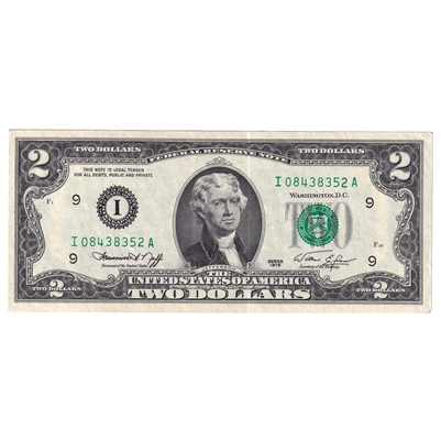 USA 1976 $2 Note, FR #1935I, Neff-Simon, Minneapolis, AU-UNC