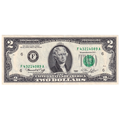 USA 1976 $2 Note, FR #1935F, Neff-Simon, Atlanta, UNC