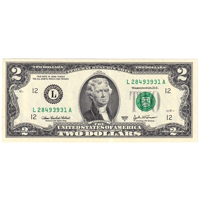 USA 2003A $2 Note, KL#4684L, San Francisco, UNC