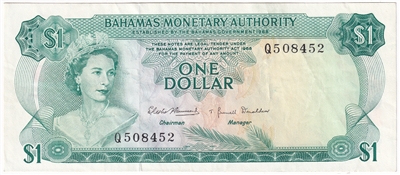 Bahamas 1968 1 Dollar Note, Pick #27a, VF-EF