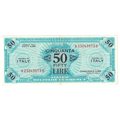 Italy 1943A 50 Lire Note, Pick #M20b, EF-AU 