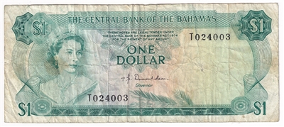 Bahamas 1974 1 Dollar Note, Pick #35a Donaldson, Circ