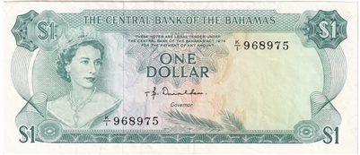 Bahamas 1974 1 Dollar Note, Pick #35a Donaldson, EF