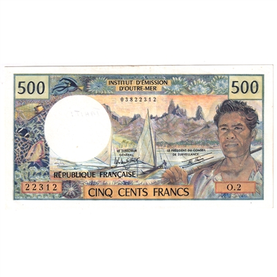 Tahiti 1977 500 Francs Note, Pick #25b2, AU 