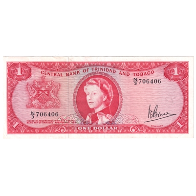 Trinidad & Tobago 1964 1 Dollar Note, Pick #26c, Signature 3, AU