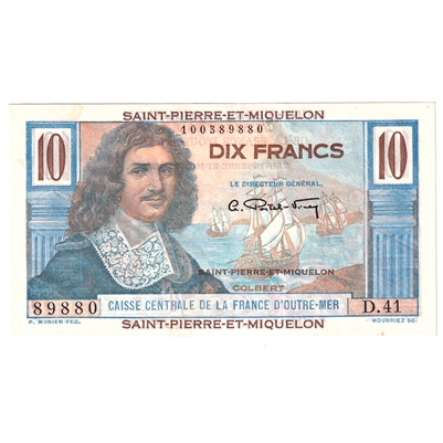 St. Pierre-et-Miquelon 1947 10 Franc Note, Pick #42a, UNC 