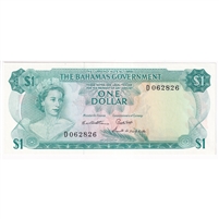 Bahamas 1965 1 Dollar Note, Pick #18b 3 Signatures, UNC