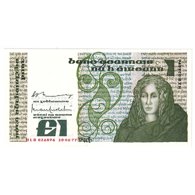 Ireland 1977 1 Pound Note, E136, UNC 