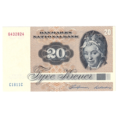 Denmark 1981 20 Kroner Note, Pick #49c, UNC 