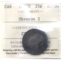 1872H Obv. 2 Canada 25-cents ICCS Certified AU-50. Deep Consistent Violet Tones!