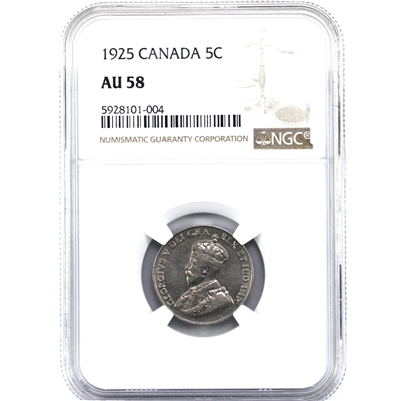 1925 Canada 5-cents NGC Certified AU-58 *Key Date!*